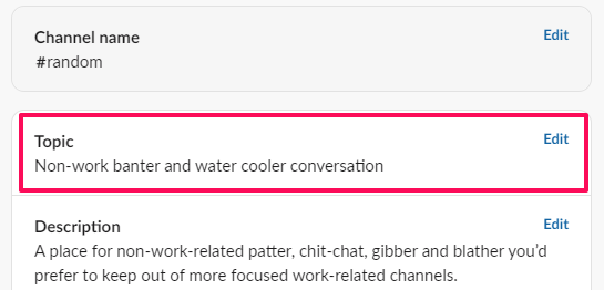 Channel name command in Slack.