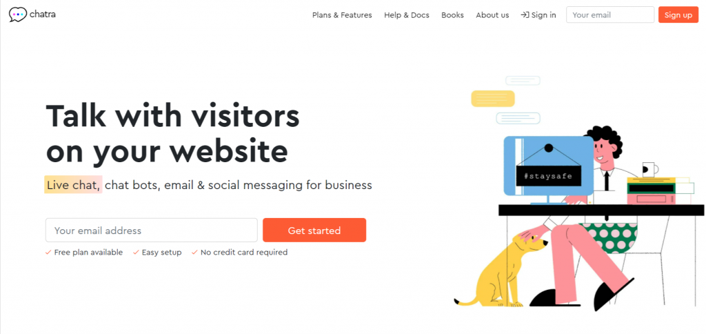 Chatra platform for chatting with website visitors.