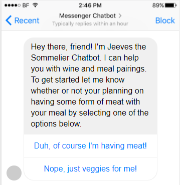 An example of how chatbot increases engagement.