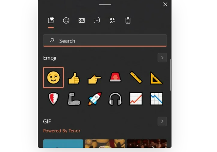Panel de emoji en Windows.