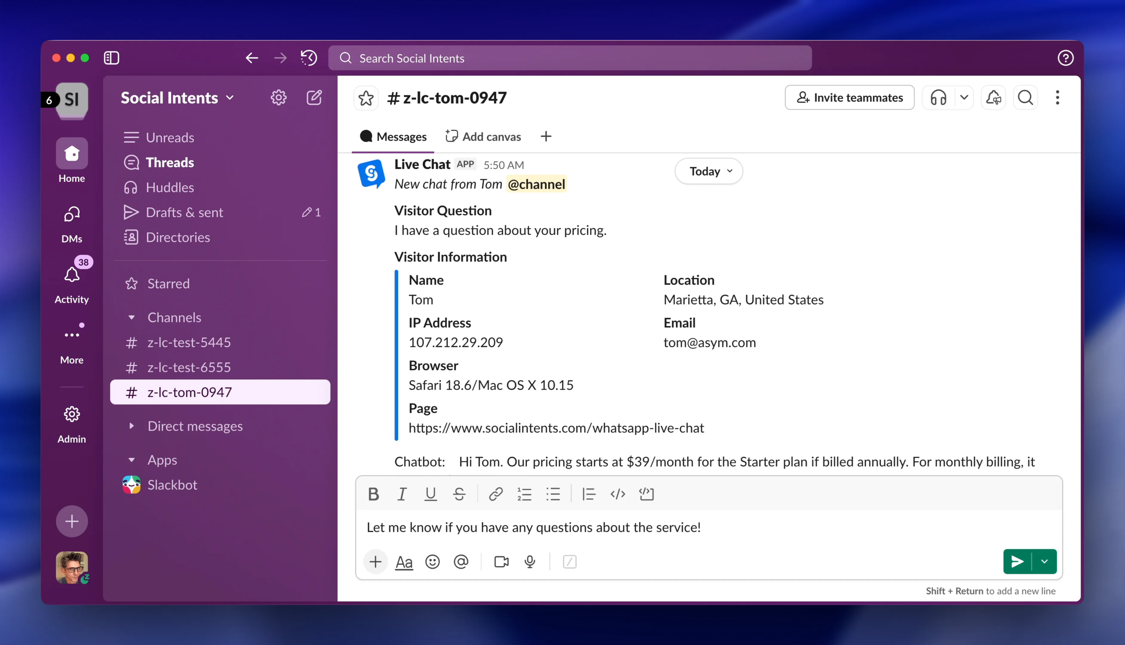 Integración con Slack