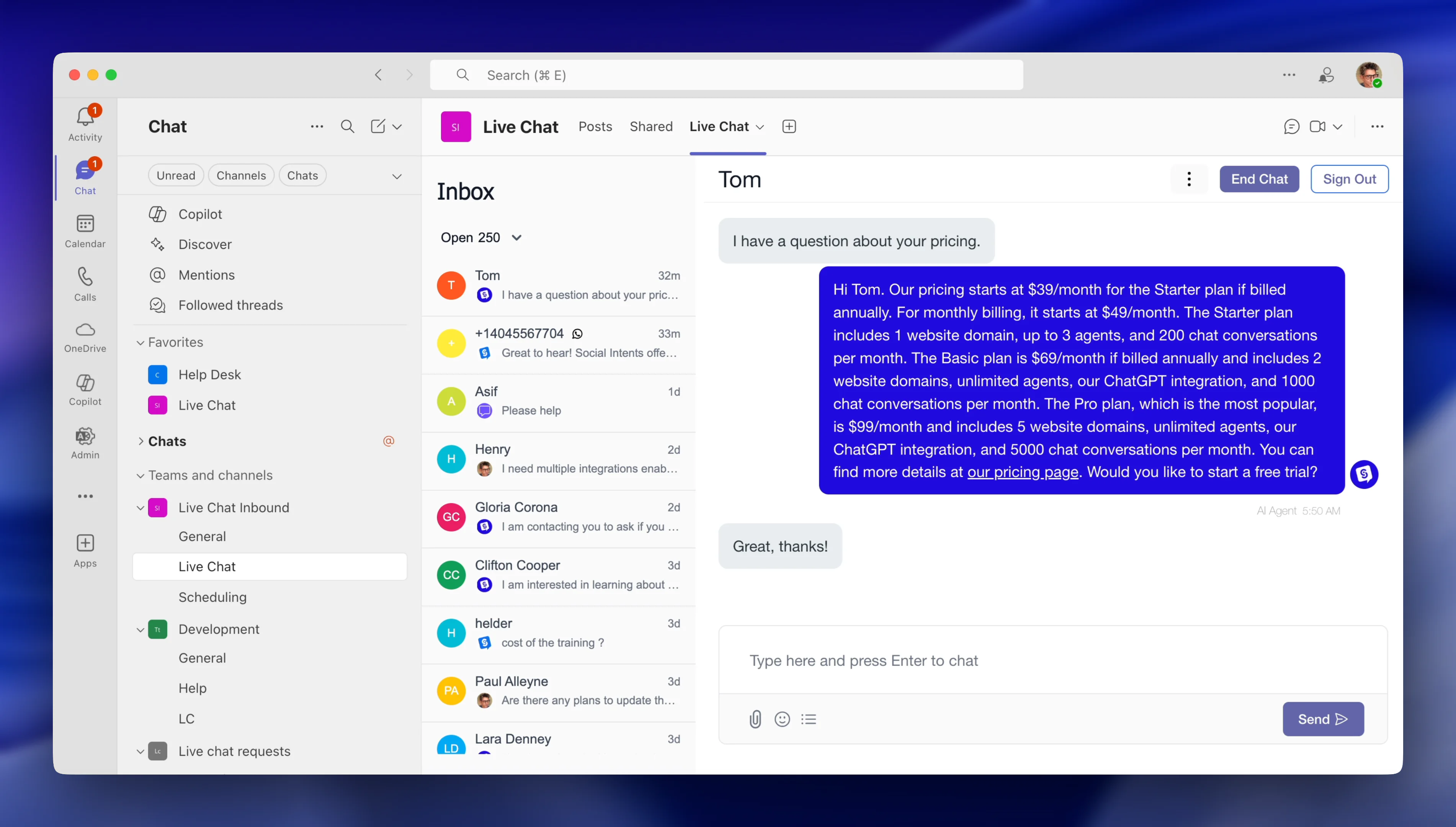 Integración con Microsoft Teams