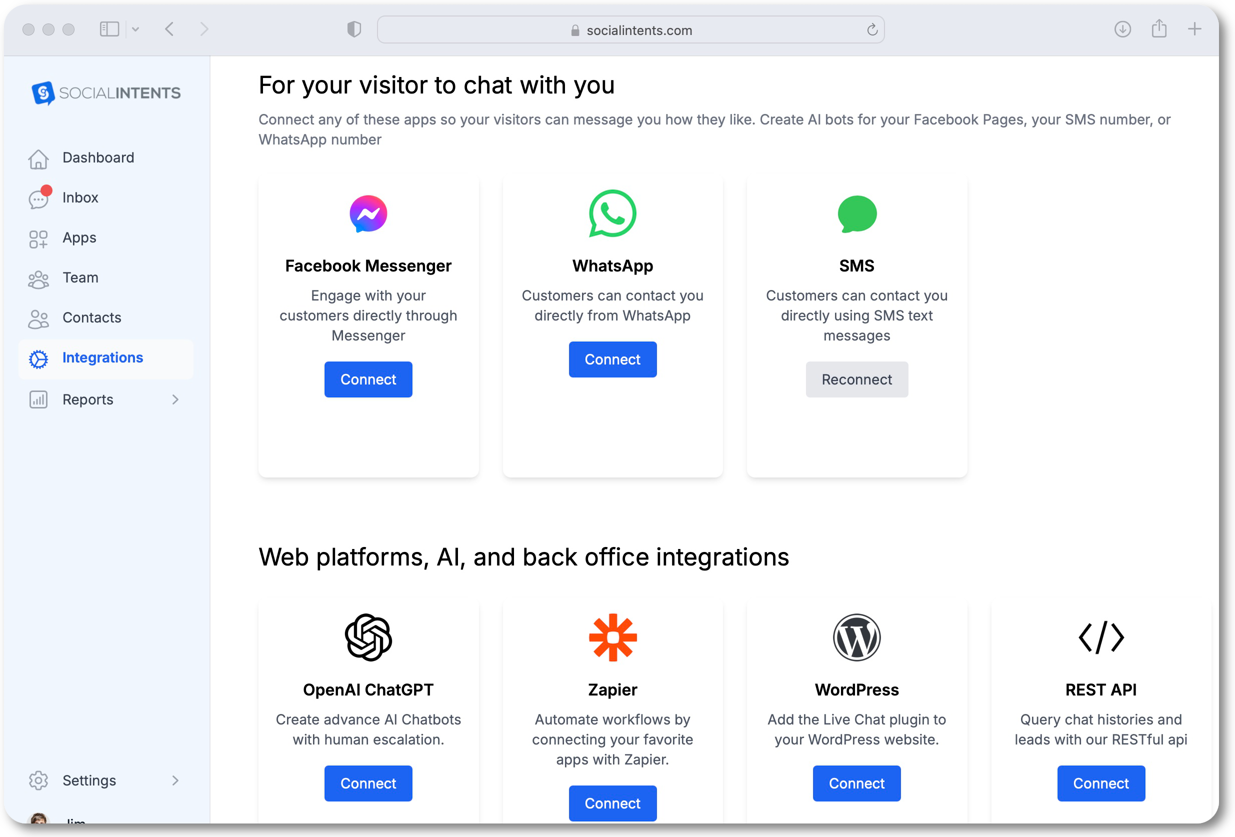 Configuración de Messenger Live Chat