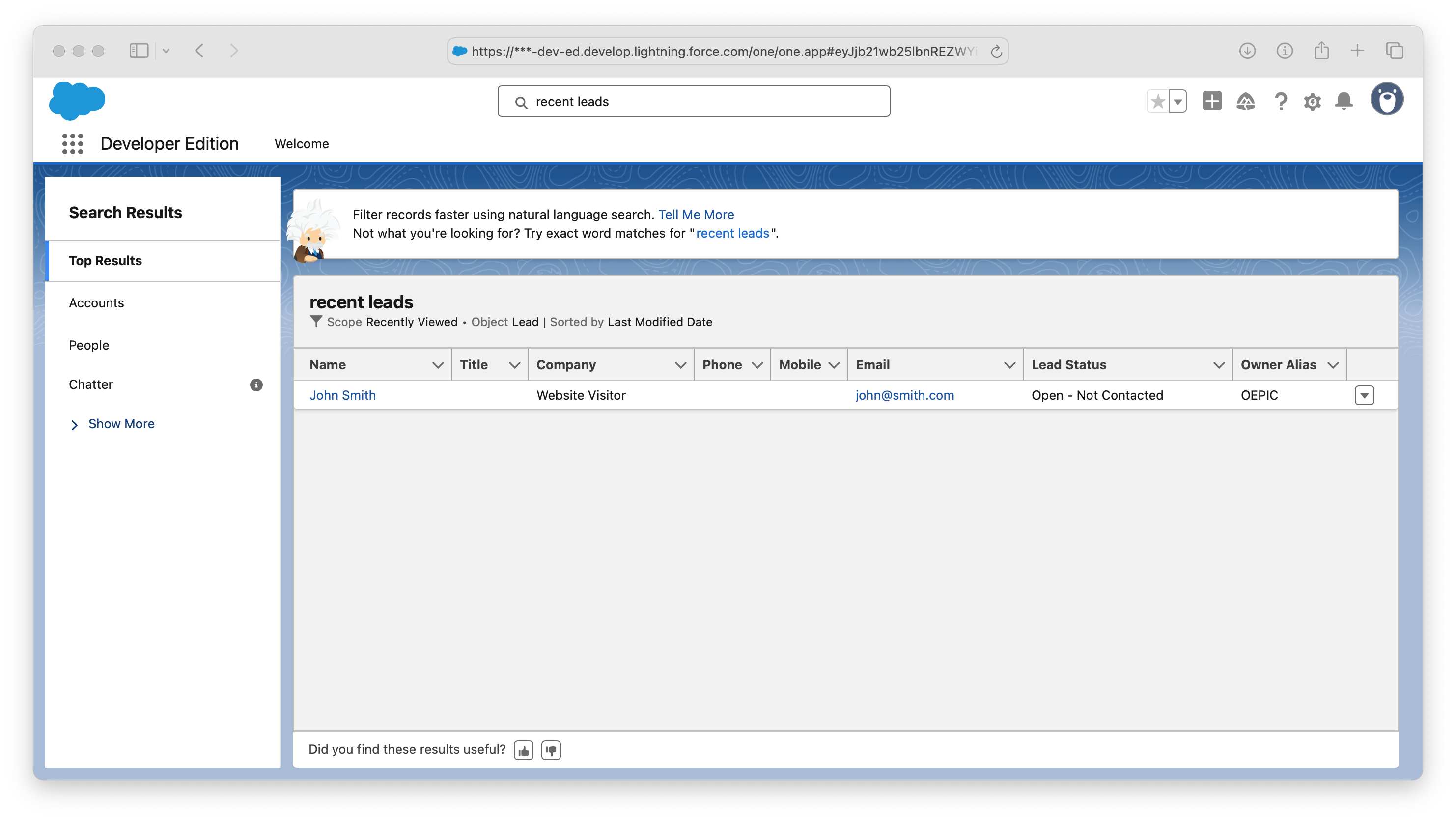 Configuración de acciones personalizadas para clientes potenciales de Salesforce